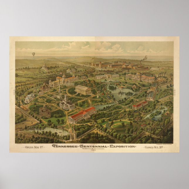 Pôster 1897 Nashville, Mapa Panorâmico da Expo Centenária (Frente)