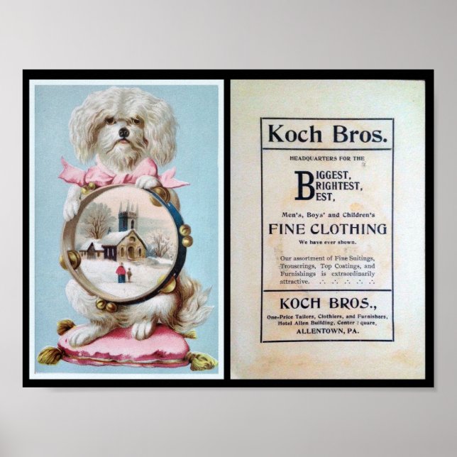Poster 1898, Clothiers, Dog, Advertising, Vintage (Frente)