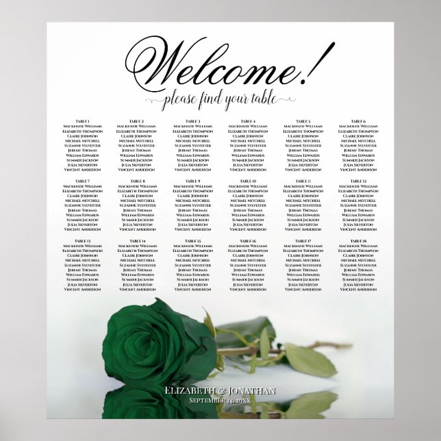 Poster 18 Gráfico Elegante Emerald Green Rosa (Frente)