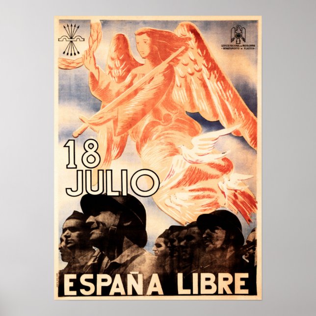 Poster 18 JULIO ESPANA LIBRE - Propaganda da Guerra Civil (Frente)
