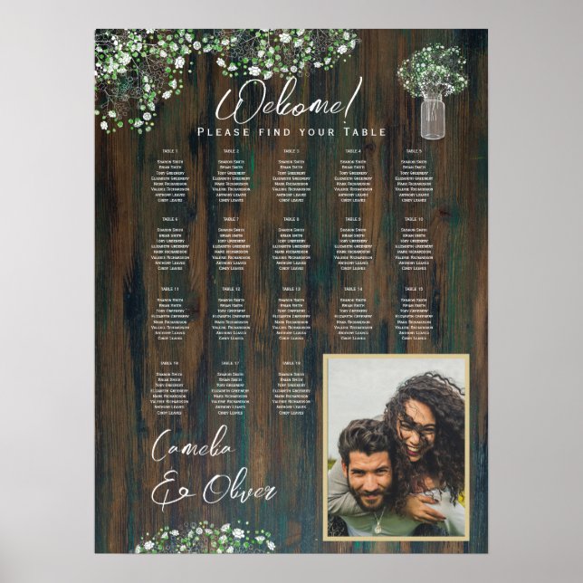 Poster 18 Mesa Rústica Madeira Gypsophila FOTO SENDO ENCA (Frente)