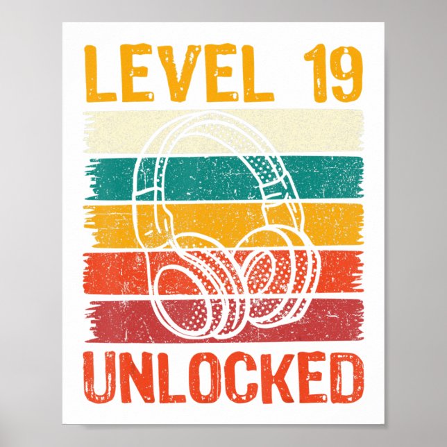 Poster 19º Aniversário Gaming de vídeo Nível 19 desbloque (Frente)