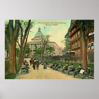 Poster  1900 Common and State House Boston MA