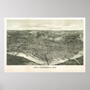 Poster 1900 mapa panorâmico da opinião de olho de