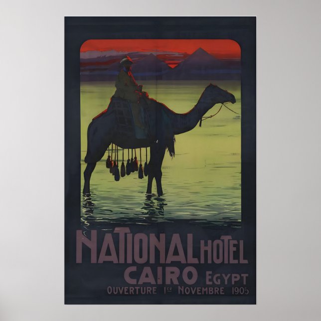 Poster 1900s “Hotel Nacional Cairo Egito” Pirâmides (Frente)