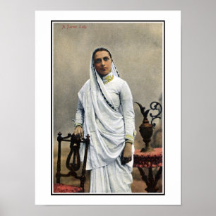 Pôster 1900s India do vintage, mulher de Parsi