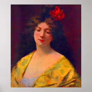 Poster 1901 bela senhora vestindo um xale