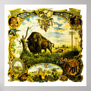 Poster 1901 Exposição Pan-Americana Búfalo NY Bisonte Vit