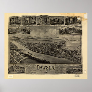 Pôster 1902 Dawson, mapa panorâmico da opinião de olho