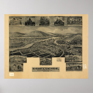 Poster 1905 afluência, mapa panorâmico da opinião de o