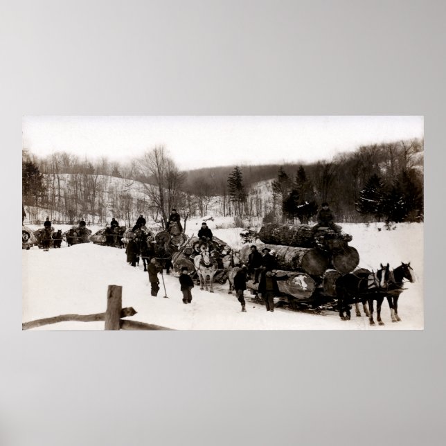 Pôster 1905 Lumberjacks no trabalho (Frente)