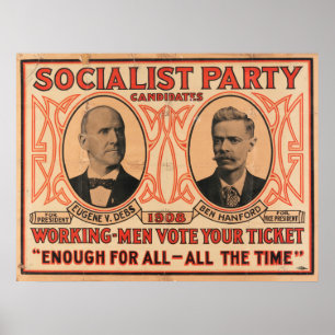 Poster 1908 do Partido socialista de Eugene V.