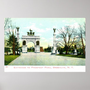 Pôster 1908 parque da perspectiva do vintage, Brooklyn,