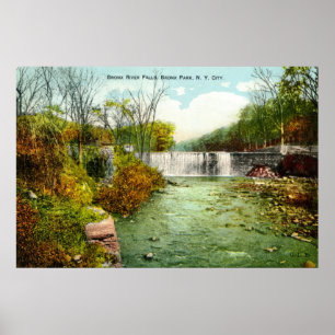 Poster 1908 quedas de Bronx River, parque de Bronx, Nova