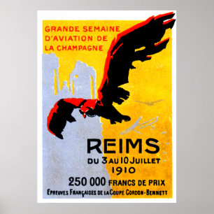 Poster 1910 de festival aéreo de Reims