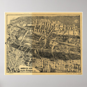 Poster 1910 Maplewood, mapa panorâmico da opinião de ol