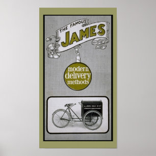 Poster 1913 da bicicleta da entrega de James do