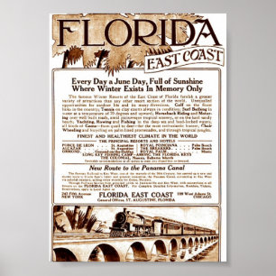 Poster 1913 Florida East Coast Railvert