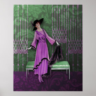 Poster 1913 Luxe: Forma do vintage no Lilac & na hortelã