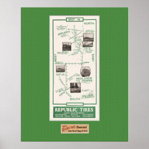 Pôster 1914 mapa, Redlands a Perris