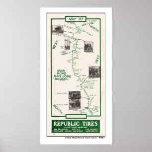 Pôster 1914 mapa, San Jose a Soquel