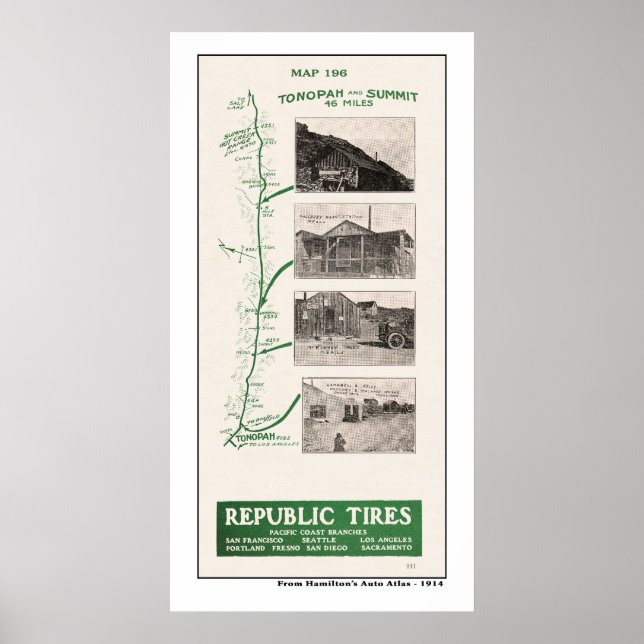 Pôster 1914 Mapa, Tonopah e Cúpula Quente (Frente)