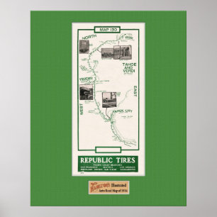 Pôster 1914 mapa, Truckee a Verdi