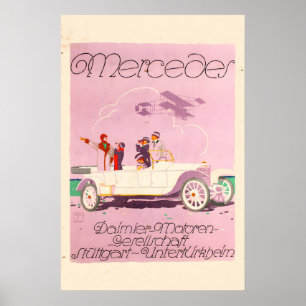 Poster 1914 Mercedes Daimler Automóvel Antigo Estilo