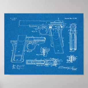 Pôster 1916 Smith Gun Patent Art Drawing Print