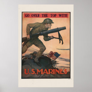 Poster 1917 Fuzileiros Navais dos EUA Primeiro na França
