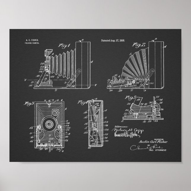 Poster 1918 Folding Camera Patent Art Drawing Print (Frente)