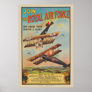 Poster 1918 Primeira Guerra Mundial - Adira à Força Aérea