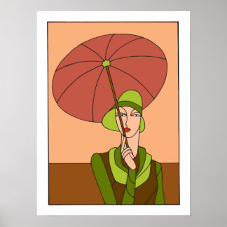 Pôster 1920 1930s Art deco, moda das senhoras, versão ver