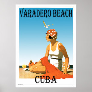 Poster 1920 do vintage de Cuba da praia de Varadero retro