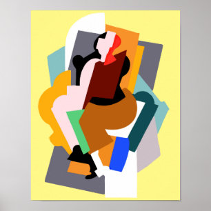 Poster 1920 figura arte de vintagem da mulher abstrato