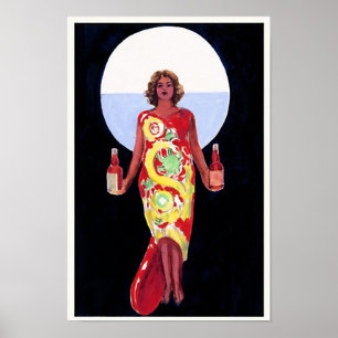 Poster 1920 francês do art deco da mulher do lico