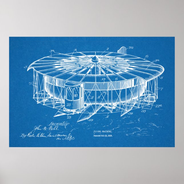 Pôster 1920 Máquinas Voadoras Desenho De Arte De Padrões  (Frente)