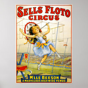 Poster 1921 do vintage do desempenho do circo