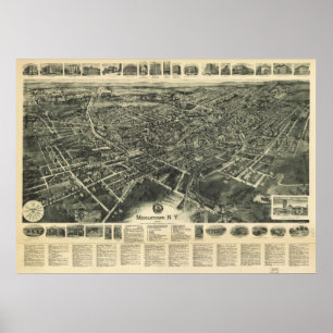 Pôster 1922 Middletown, mapa panorâmico da opinião de