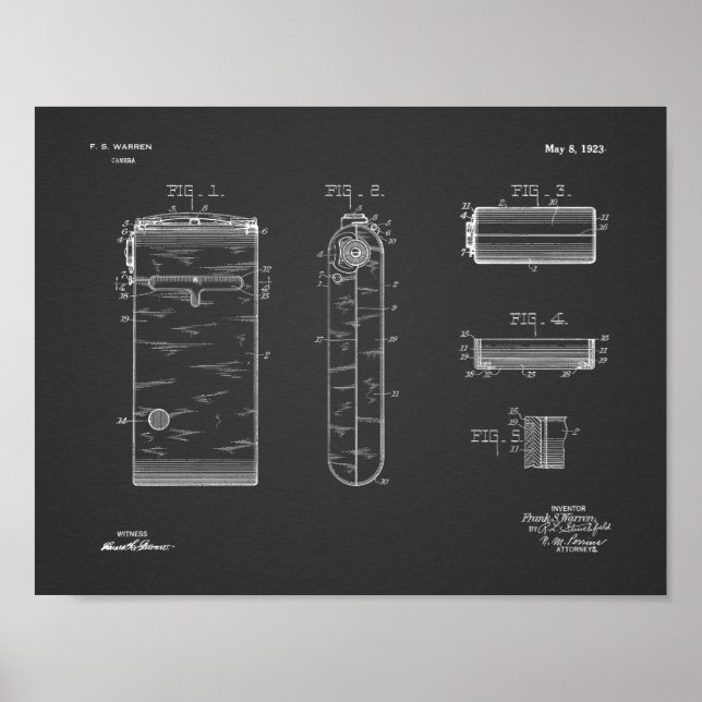 Pôster 1923 Compact Camera Patent Art Drawing Print (Frente)