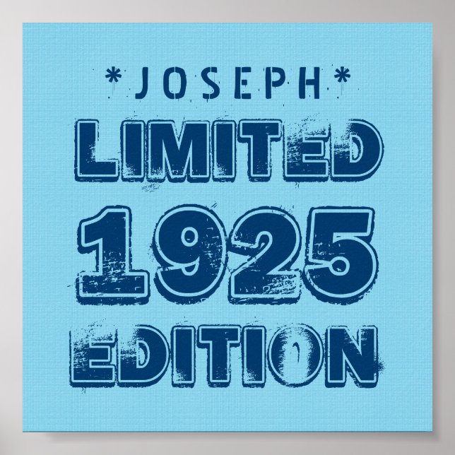 Pôster 1925 ou a qualquer ano Birthday Limited Edition V0 (Frente)
