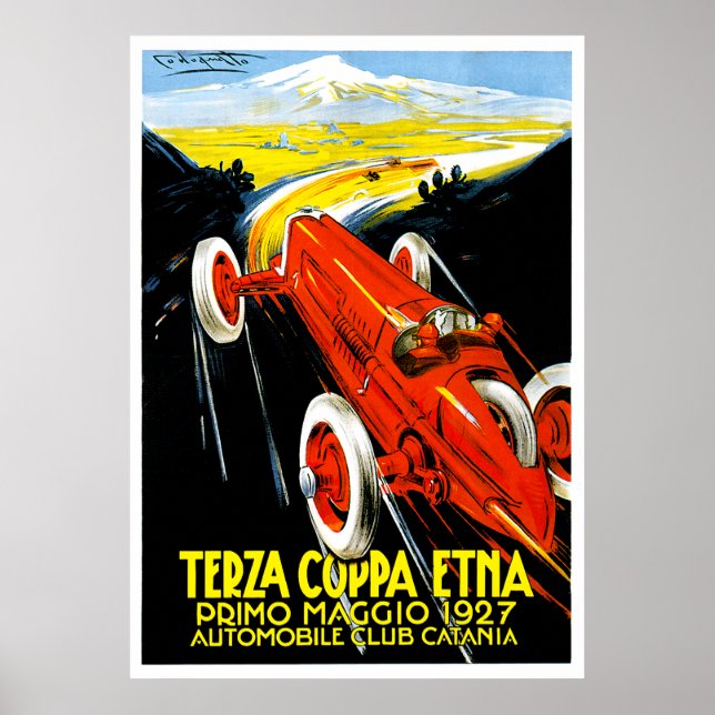 Pôster 1927 Terza Coppa Etna Auto Road Ad (Frente)