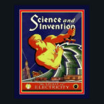 Poster 1929 Art Deco Science & Invention<br><div class="desc">1929 Art Deco Cobrir para Ciência e Invenção "O Espírito da Eletricidade" Standard 16x20 mostrado. Também disponível no padrão 11x14.</div>