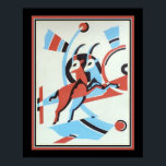 Poster 1930 Art Deco Gazelle<br><div class="desc">Poster do Art Deco Gazelle de Serge Gladky na popular turquesa e coral- 16x20 mostrado aqui. Disponível em outros tamanhos.</div>