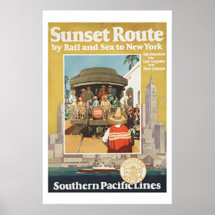 Poster 1930 Linha Sunset da Southern Pacific Railroad