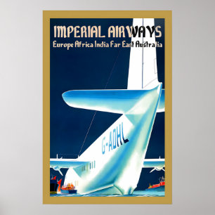 Poster 1930s Imperial Airways - Europa para Austrália