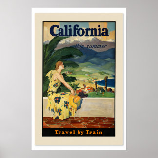 Poster 1934 Califórnia Viagem de Trem Neste Verão
