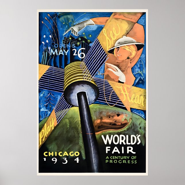 Poster 1934 World's Fair - Chicago Century of Progress (Frente)