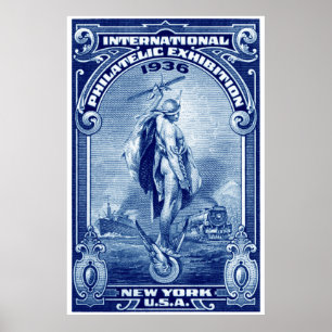 Pôster 1936 expo filatélica internacional New York