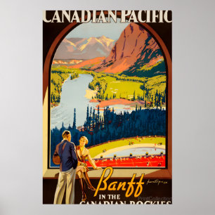 Poster 1936 Parque Nacional Banff Canadian Pacific Antigo